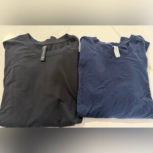 (2) Athleta Deep Long Sleeve Tee (1) Black and (1) Blue